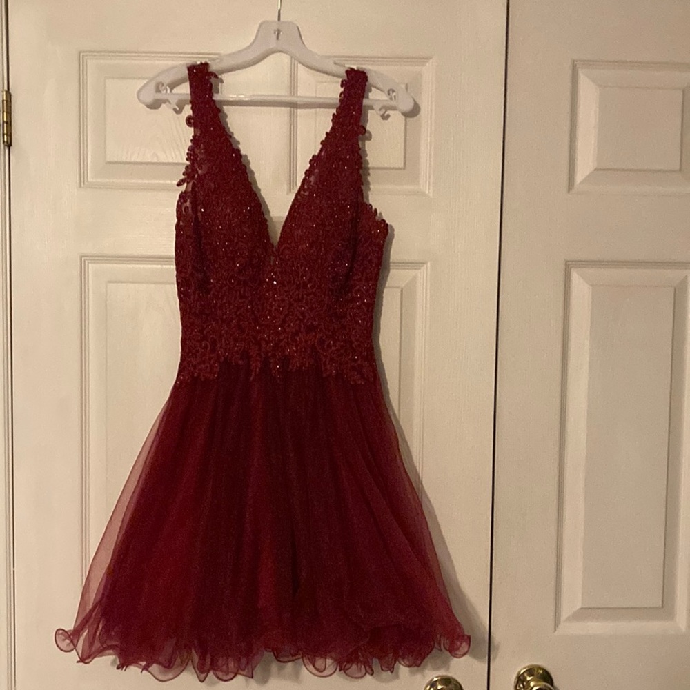 Tulle and floral lace prom dress